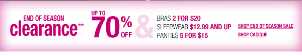 End of Season Clearance Up to 70% Off