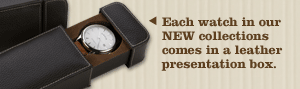 Each watch in our NEW collections comes in a leather presentation box.