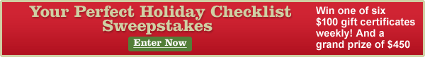 Win one of six $100 dollar gift certificates weekly and a grand prize of $450.