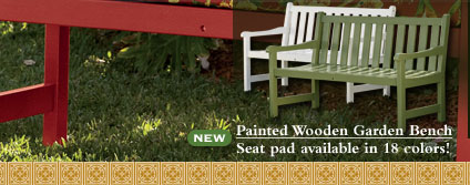 NEW Painted Wooden Garden Bench Seat pad available in 18 colors! Also in white and Orvis green