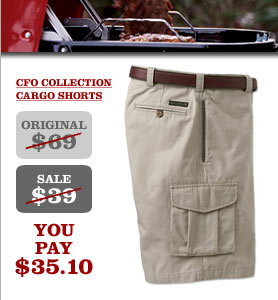 CFO Collection Cargo Shorts - Original $69 sale $39 You pay $35.10