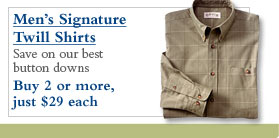 Men's Signature Twill Shirts - Save on our best button downs - Buy 2 or more, just $29 each